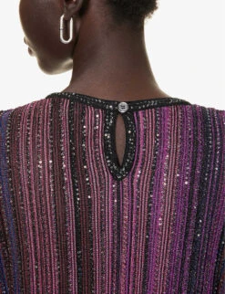 Missoni Striped Sequin-embellished Knitted Maxi Dress -Ted Baker Store R04188309 BLACKVIOLETFUCHSIA ALT04