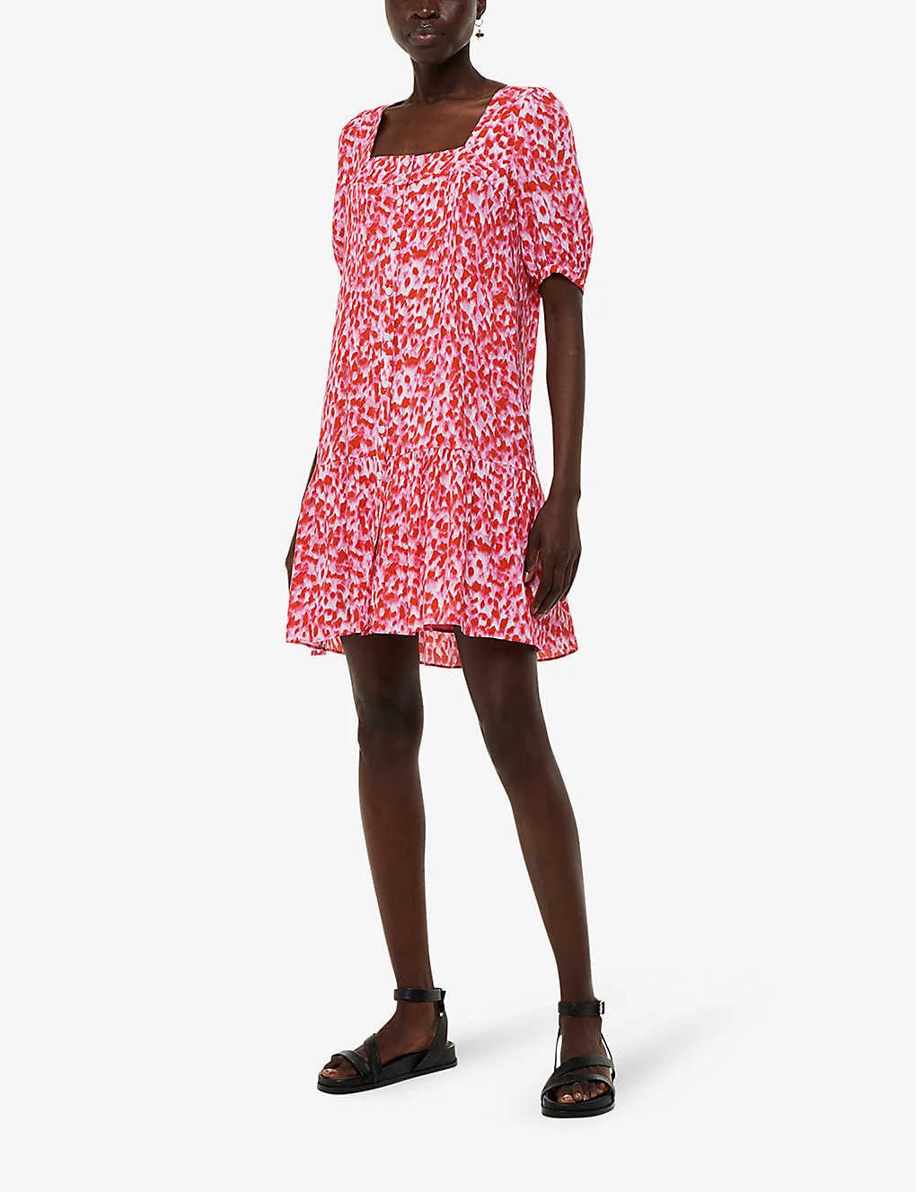 Whistles Abstract-print Puff-sleeved Woven Mini Dress 4 Whistles Abstract-print Puff-sleeved Woven Mini Dress - Image 2