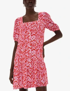 Whistles Abstract-print Puff-sleeved Woven Mini Dress 9 Whistles Abstract-print Puff-sleeved Woven Mini Dress -Ted Baker Store R04188616 MULTICOLOURED ALT02