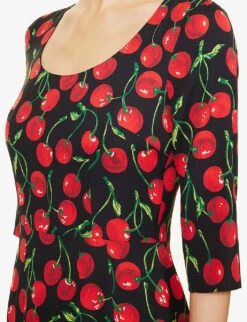 Dolce & Gabbana Cherry-print Silk-blend Midi Dress -Ted Baker Store R04188989 CILIEGIEFDONERO ALT04