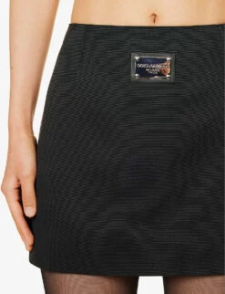 Dolce & Gabbana Ottoman Logo-plaque Woven Mini Skirt -Ted Baker Store R04188991 NERO ALT04