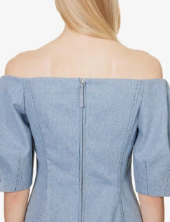 Ellen Off-the-shoulder Upcycled-cotton Top -Ted Baker Store R04189123 LIGHTBLUE ALT04