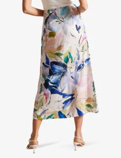 Ted Baker Salleey Floral-print Woven Midi Skirt 9 Ted Baker Salleey Floral-print Woven Midi Skirt -Ted Baker Store R04189315 WHITE ALT03