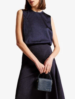 Ted Baker Jamihla Sleeveless Satin Recycled-polyester Top -Ted Baker Store R04189316 NAVY ALT02