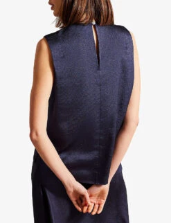 Ted Baker Jamihla Sleeveless Satin Recycled-polyester Top -Ted Baker Store R04189316 NAVY ALT03