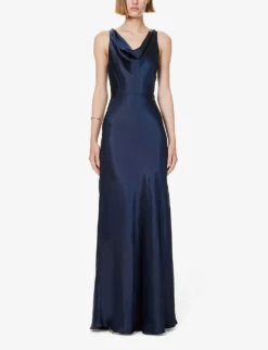 Sleeveless Cowl-neck Woven Maxi Dress -Ted Baker Store R04189835 MIDNIGHT ALT02