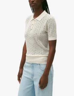 CLAUDIE PIERLOT Monpolo Collared Short-sleeve Knitted Polo -Ted Baker Store R04189871 NATURELS ALT02
