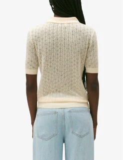 CLAUDIE PIERLOT Monpolo Collared Short-sleeve Knitted Polo -Ted Baker Store R04189871 NATURELS ALT03