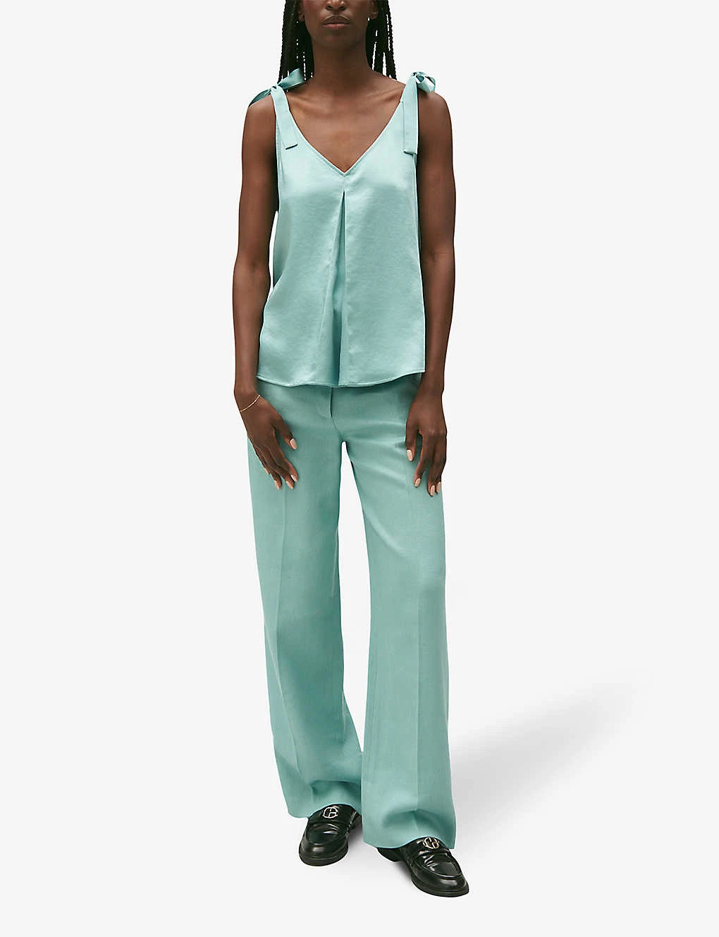 CLAUDIE PIERLOT Tie-strap Inverted-pleat Satin Top 4 CLAUDIE PIERLOT Tie-strap Inverted-pleat Satin Top - Image 2