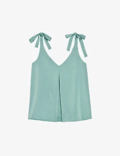 CLAUDIE PIERLOT Tie-strap Inverted-pleat Satin Top