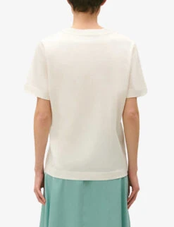 CLAUDIE PIERLOT Trim Logo-print Short-sleeve Cotton T-shirt -Ted Baker Store R04189901 NATURELS ALT03