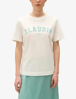 CLAUDIE PIERLOT Trim Logo-print Short-sleeve Cotton T-shirt -Ted Baker Store R04189901 NATURELS ALT04