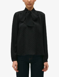 CLAUDIE PIERLOT Bliss Jacquard-effect Bow-detail Woven Blouse -Ted Baker Store R04189916 DIVERS ALT02