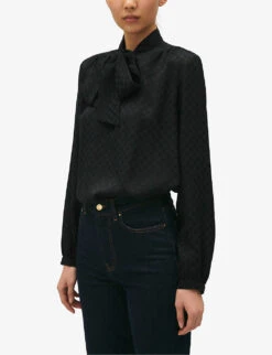 CLAUDIE PIERLOT Bliss Jacquard-effect Bow-detail Woven Blouse -Ted Baker Store R04189916 DIVERS ALT04
