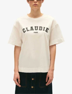 CLAUDIE PIERLOT Logo-print Short-sleeve Cotton T-shirt -Ted Baker Store R04189930 NATURELS ALT02