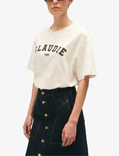 CLAUDIE PIERLOT Logo-print Short-sleeve Cotton T-shirt -Ted Baker Store R04189930 NATURELS ALT04