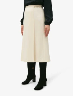 CLAUDIE PIERLOT Saule Chain-embellished Flared-cut Stretch-woven Midi Skirt -Ted Baker Store R04189939 NATURELS ALT02