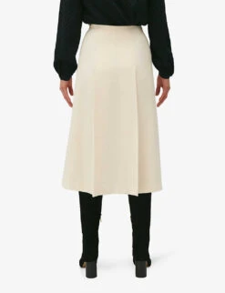 CLAUDIE PIERLOT Saule Chain-embellished Flared-cut Stretch-woven Midi Skirt -Ted Baker Store R04189939 NATURELS ALT03