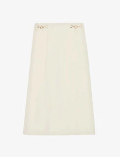 CLAUDIE PIERLOT Saule Chain-embellished Flared-cut Stretch-woven Midi Skirt