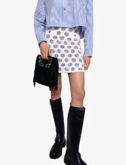 Maje Julia Monogram-print Stretch-knit Mini Skirt -Ted Baker Store R04190014 IMPRIME ALT02