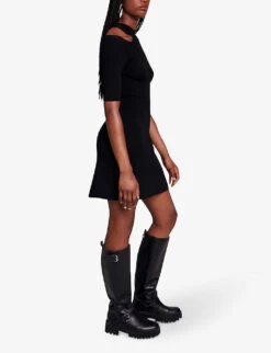 Maje Roseanna Cut-out Stretch Woven Mini Dress -Ted Baker Store R04190032 NOIRGRIS ALT02