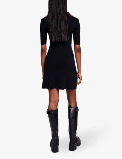 Maje Roseanna Cut-out Stretch Woven Mini Dress -Ted Baker Store R04190032 NOIRGRIS ALT03