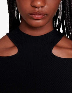 Maje Roseanna Cut-out Stretch Woven Mini Dress -Ted Baker Store R04190032 NOIRGRIS ALT04