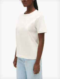 CLAUDIE PIERLOT Teecha Embroidered-logo Short-sleeve Cotton T-shirt -Ted Baker Store R04190164 NATURELS ALT04