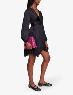 Maje Rivily Pleated Woven Mini Dress 9 Maje Rivily Pleated Woven Mini Dress -Ted Baker Store R04190243 NOIRGRIS ALT02