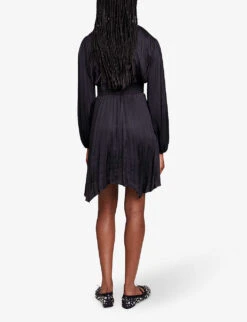 Maje Rivily Pleated Woven Mini Dress 10 Maje Rivily Pleated Woven Mini Dress -Ted Baker Store R04190243 NOIRGRIS ALT03