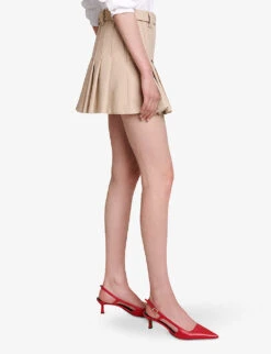 Maje Jumita Button-embellished Pleated Cotton Mini Skirt -Ted Baker Store R04190270 NATURELS ALT02