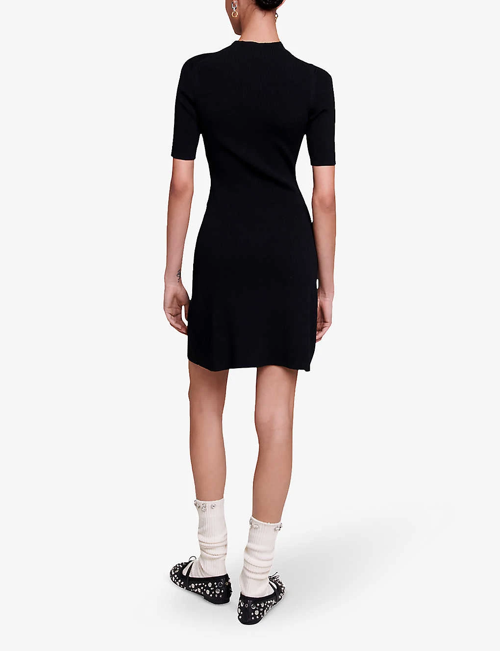 Maje Rellier Button-embellished Short-sleeve Stretch-knit Mini Dress 6 Maje Rellier Button-embellished Short-sleeve Stretch-knit Mini Dress - Image 4