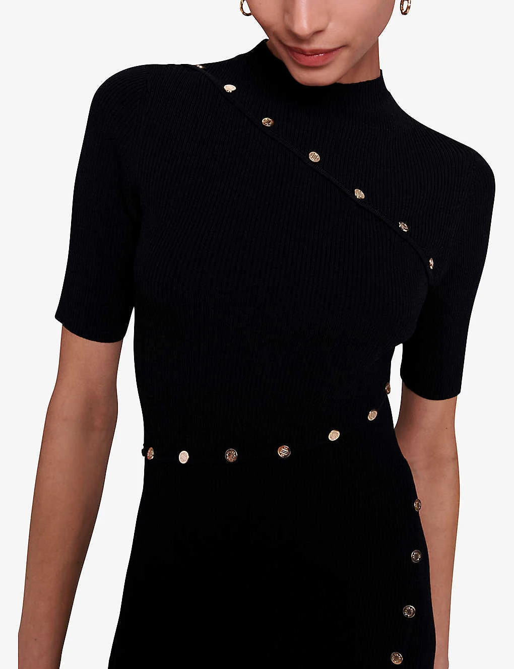 Maje Rellier Button-embellished Short-sleeve Stretch-knit Mini Dress 7 Maje Rellier Button-embellished Short-sleeve Stretch-knit Mini Dress - Image 5