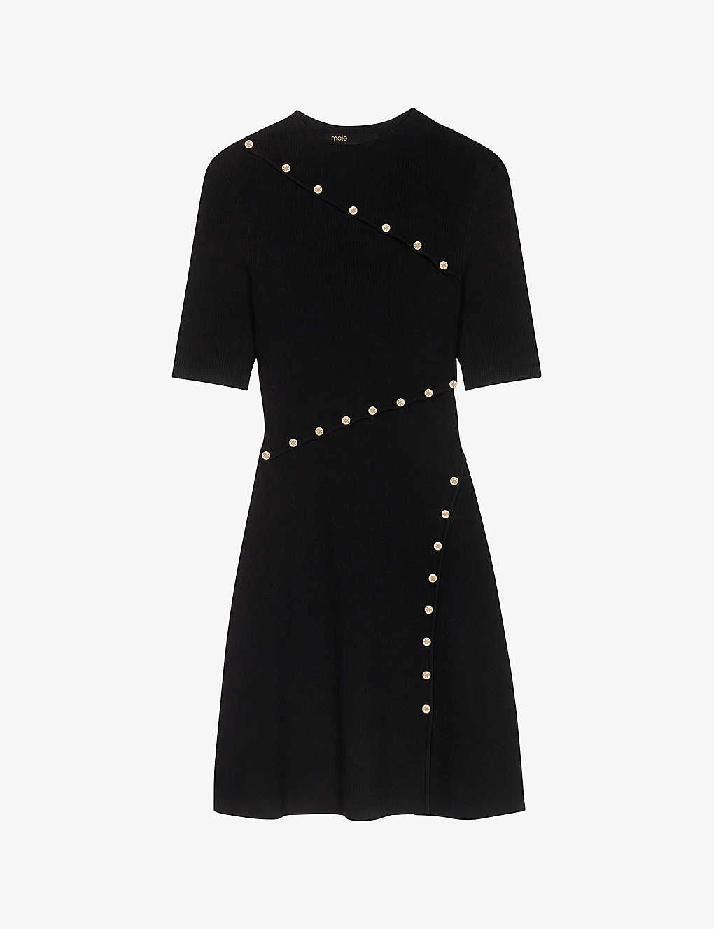 Maje Rellier Button-embellished Short-sleeve Stretch-knit Mini Dress 3 Maje Rellier Button-embellished Short-sleeve Stretch-knit Mini Dress