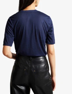 Ted Baker Kerika V-neckline Short-sleeve Woven T-shirt 9 Ted Baker Kerika V-neckline Short-sleeve Woven T-shirt -Ted Baker Store R04190972 NAVY ALT03