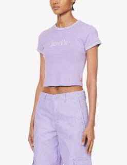 Levis Ringer Logo-print Cotton-jersey T-shirt 9 Levis Ringer Logo-print Cotton-jersey T-shirt -Ted Baker Store R04191378 BABYSERIFLOGOPURP ALT02