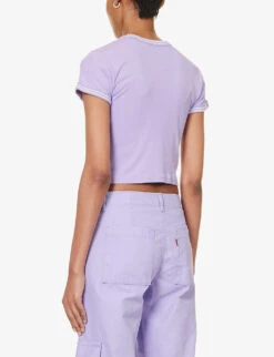 Levis Ringer Logo-print Cotton-jersey T-shirt 10 Levis Ringer Logo-print Cotton-jersey T-shirt -Ted Baker Store R04191378 BABYSERIFLOGOPURP ALT03