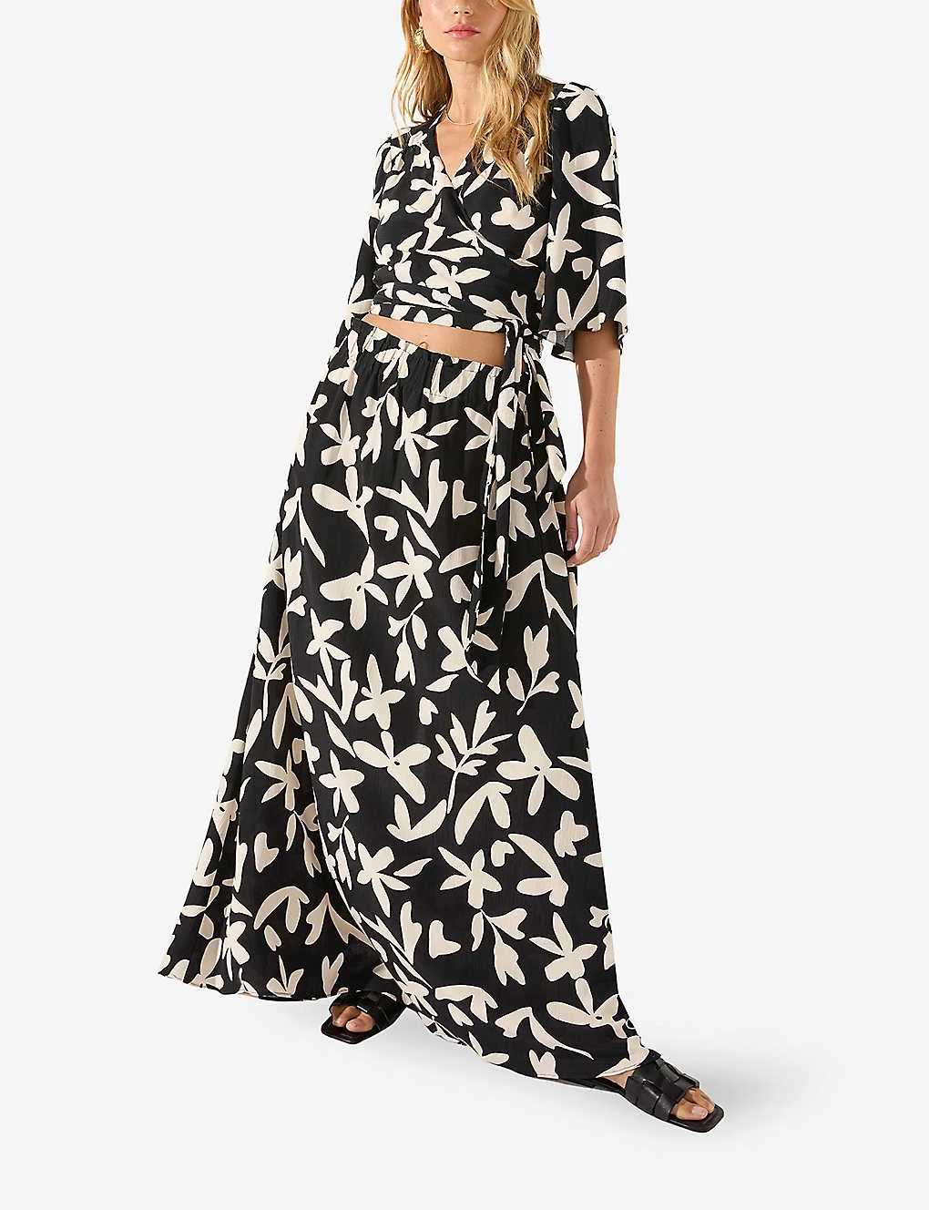 Leaf-print Maxi-length Woven Skirt 4 Leaf-print Maxi-length Woven Skirt - Image 2