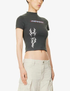 Baby Graphic-print Stretch-cotton T-shirt -Ted Baker Store R04192040 BLACKWHITE ALT02