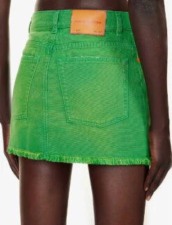 Mid-rise Raw-hem Denim Mini Skirt -Ted Baker Store R04192052 GREEN ALT04