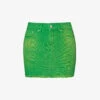 Mid-rise Raw-hem Denim Mini Skirt -Ted Baker Store R04192052 GREEN M