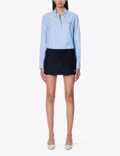 Prada Low-rise Logo-patch Cashmere Mini Skirt 8 Prada Low-rise Logo-patch Cashmere Mini Skirt -Ted Baker Store R04192406 BLEU ALT01