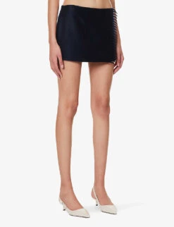 Prada Low-rise Logo-patch Cashmere Mini Skirt 9 Prada Low-rise Logo-patch Cashmere Mini Skirt -Ted Baker Store R04192406 BLEU ALT02