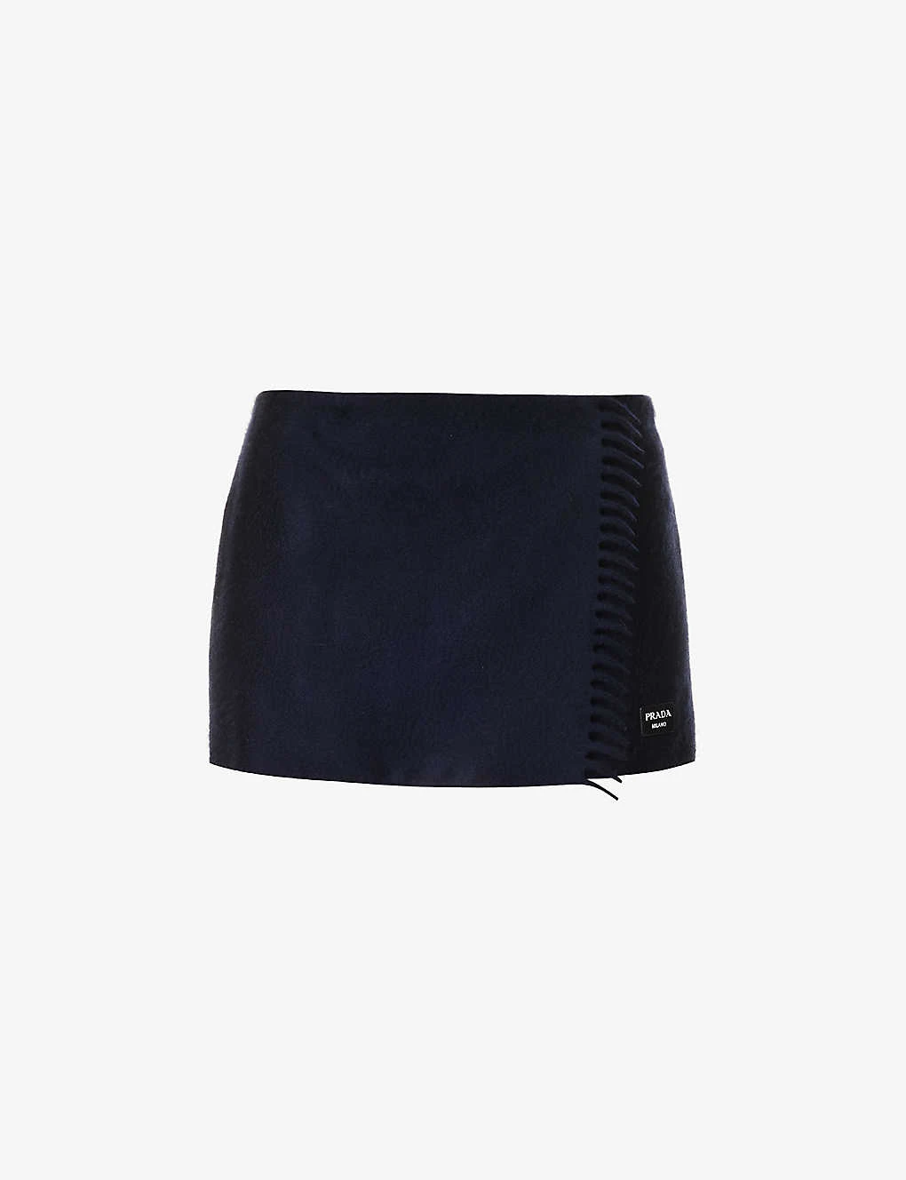Prada Low-rise Logo-patch Cashmere Mini Skirt 3 Prada Low-rise Logo-patch Cashmere Mini Skirt