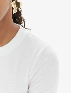 Whistles Essential Crew-neck Ribbed Stretch-woven T-shirt -Ted Baker Store R04192527 WHITE ALT04