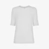 Whistles Essential Crew-neck Ribbed Stretch-woven T-shirt -Ted Baker Store R04192527 WHITE M