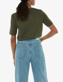 Whistles Rosa Double-trim Regular-fit Cotton T-shirt -Ted Baker Store R04192528 KHAKIOLIVE ALT03