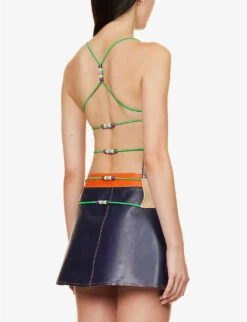 Lulu V-neck Check-pattern Upcycled Top -Ted Baker Store R04192930 BEIGEBRONZE ALT03