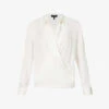 THEORY Wrap Satin-texture Silk Top -Ted Baker Store R04193356 IVORY M