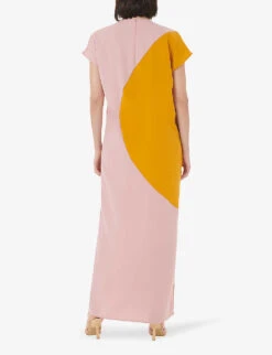 Contrast-panel Round-neck Woven Maxi Dress -Ted Baker Store R04193998 BLUSHCOMB ALT03